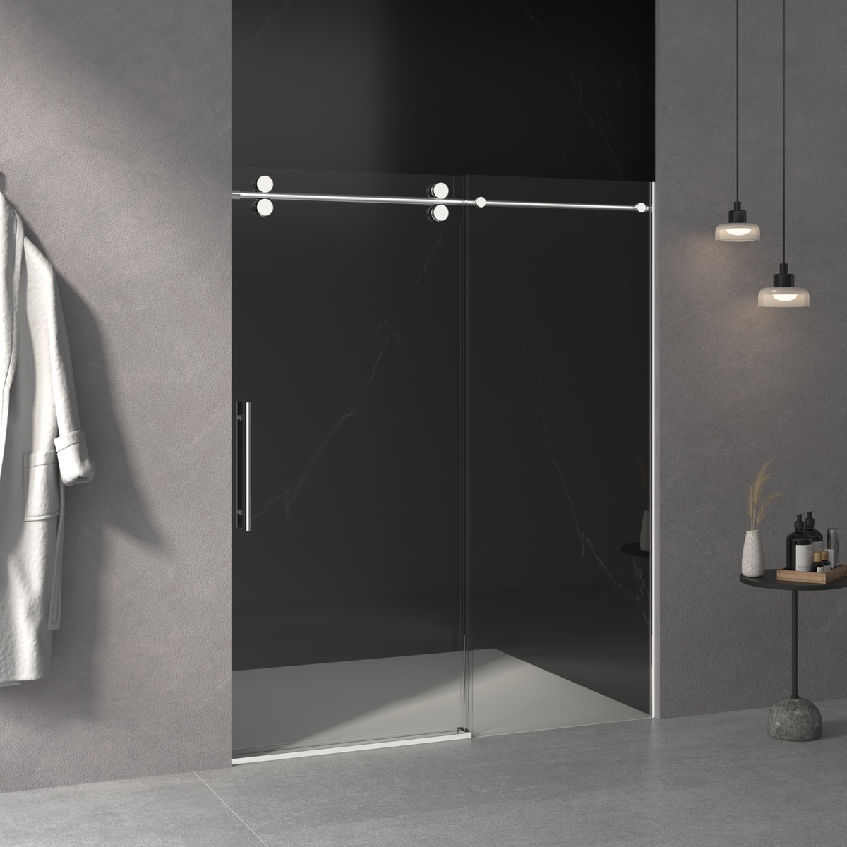 56"-60"W x 76"H Frameless Shower Door, photo 2 of 10