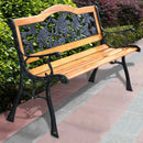 Garden Bench Chair Outdoor Wooden Loveseat with Iron Armrest by LJGDeals