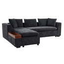 Modern L Shaped Sectional Sofa With Upholstery And Wooden Storage by HouseOfZazla