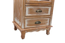 Rustic Wooden Storage Cabinet with Decorative Cutout Door & 2 Drawers