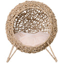 20.5' Weaved Banana Leaf Cat Bed with Cushion Beige