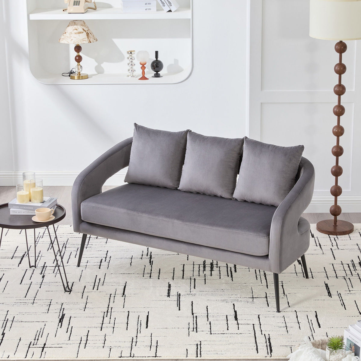Open Back Loveseat Settee With 3 Pillows, photo 10 of 28