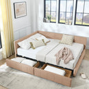 Mid-Century Storage Upholstered Tufted Bed Frame With Backrest And Armrests by Unique Piece Furniture