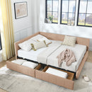 Mid-Century Storage Upholstered Tufted Bed Frame With Backrest And Armrests by HouseOfZazla