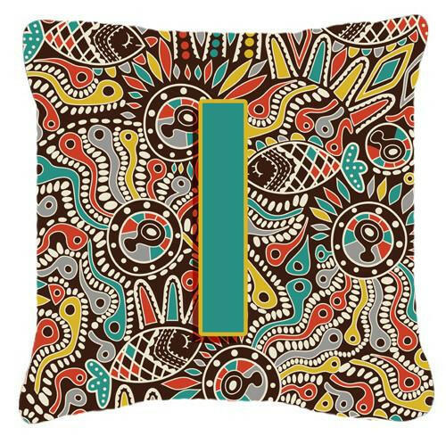 Letter I Retro Tribal Alphabet Initial Canvas Fabric Decorative Pillow CJ2013-IPW1414