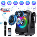Portable Wireless Party Speaker | LED Lights, 2 Wireless Mics, Remote, TWS & Guitar Input