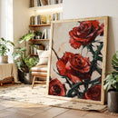 Crimson Roses with Thorns
