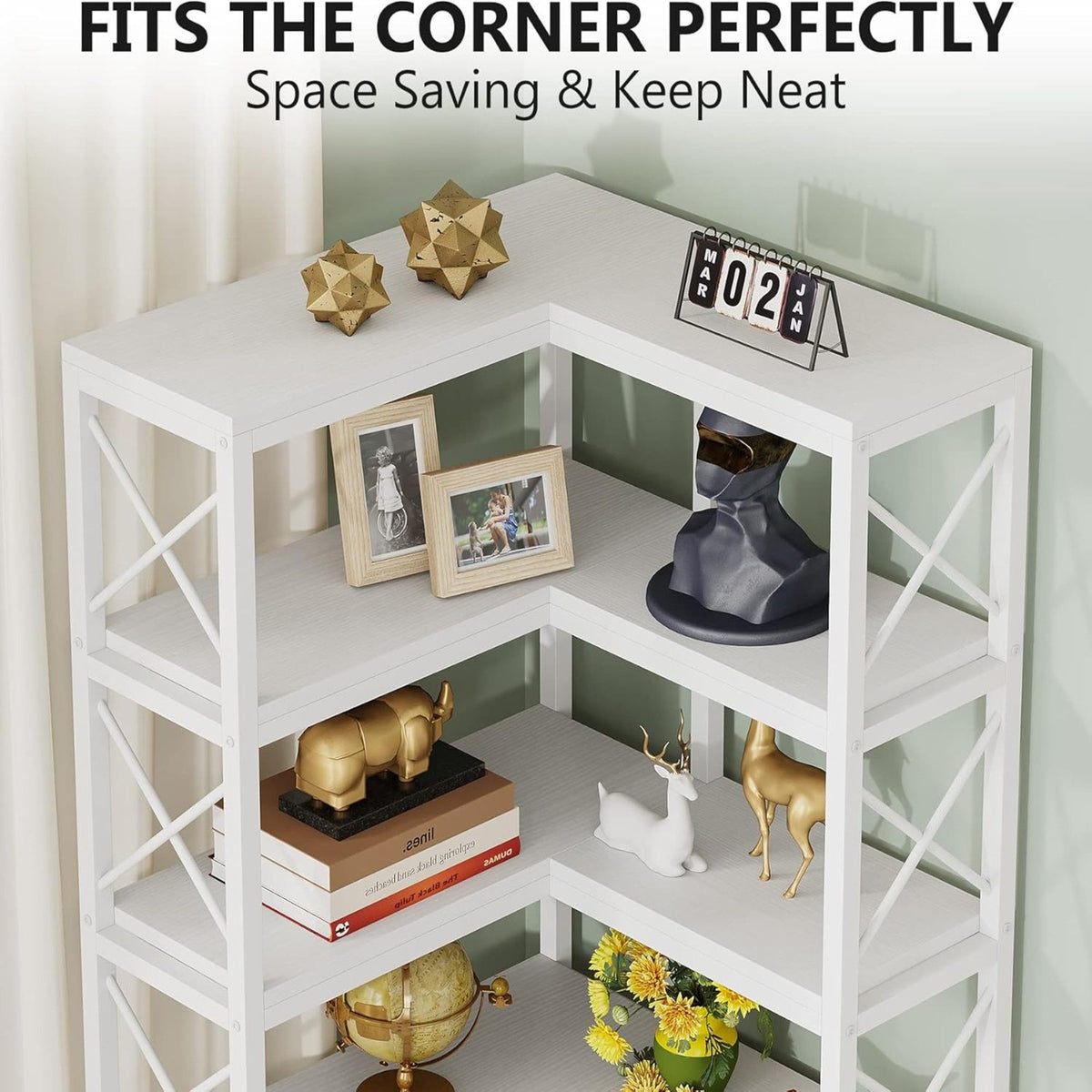 7 Tier Corner Bookshelf, Storage Unit For Living Room, photo 8 of 30