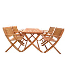 5 Piece Patio Dining Set, 4 Folding Chairs & 1 Dining Table, Indoor And Outdoor Universal - Teak by HouseOfZazla