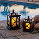 12.5" & 9" H Hanging Candle Lanterns with LED Pillar Candles