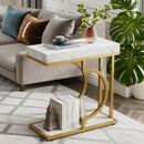 C-Shaped Sofa Side Table For Living Room - White / Gold by HouseOfZazla
