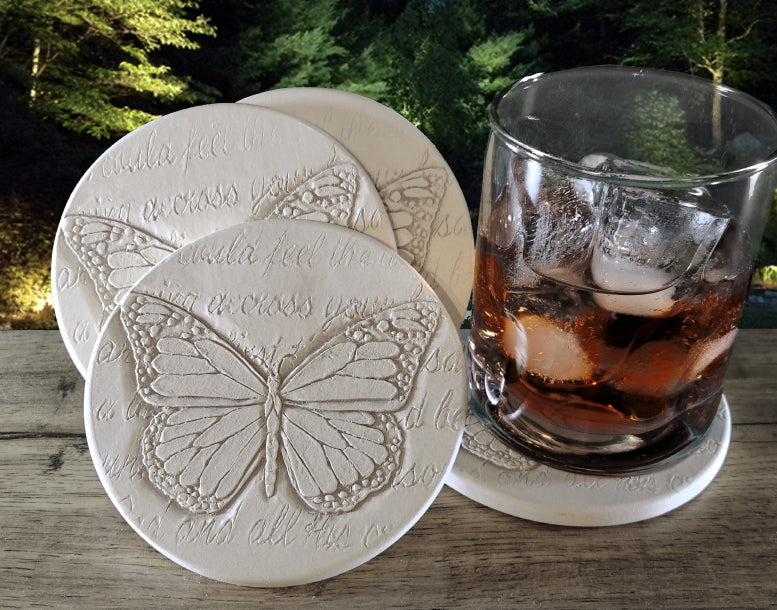 Butterfly Drink Coasters, installed in a room