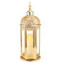 Moroccan Candle Lantern 37cm High Gold Candle Holder with Tempered Glass （40pcs） by JHY DESIGN