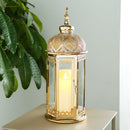 Moroccan Candle Lantern 37cm High Gold Candle Holder with Tempered Glass （40pcs） by JHY DESIGN