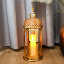 Moroccan Candle Lantern 37cm High Gold Candle Holder with Tempered Glass （40pcs） by JHY DESIGN
