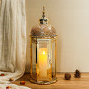 Moroccan Candle Lantern 37cm High Gold Candle Holder with Tempered Glass （40pcs） by JHY DESIGN