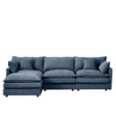 Modern Modular Sectional Sofa 105-Inch L-Shaped Couch Set with Movable Ottoman in Blue Chenille