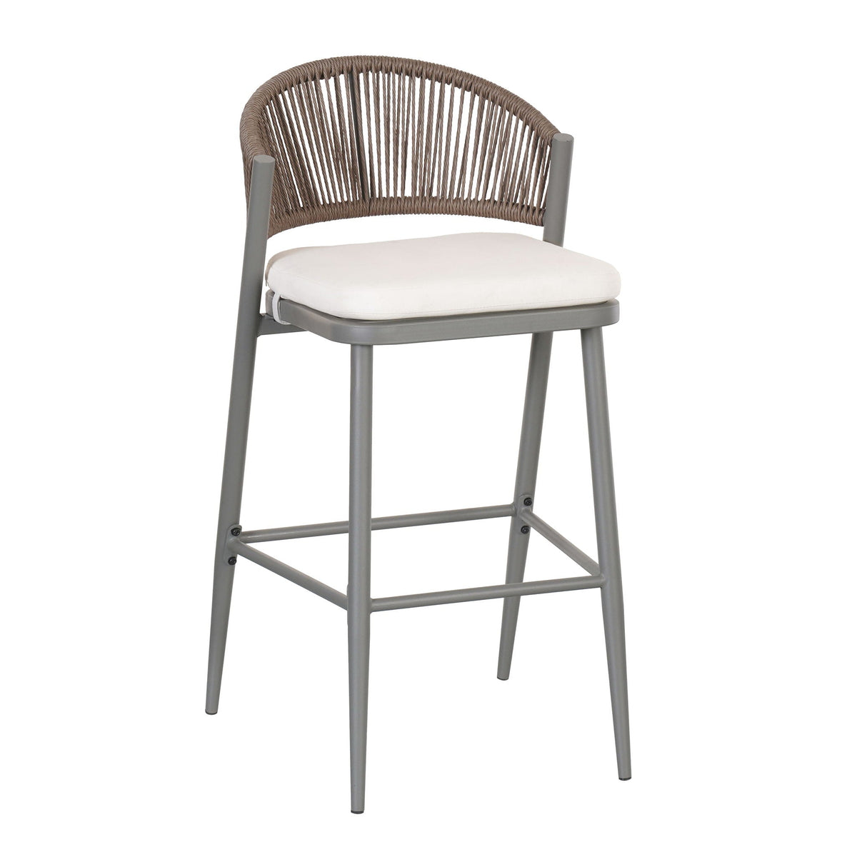 Outdoor Bar Height Metal Frame Counter Stools with Scallop-Shaped Backrest & Water-Resistant Cushions, photo 30 of 40