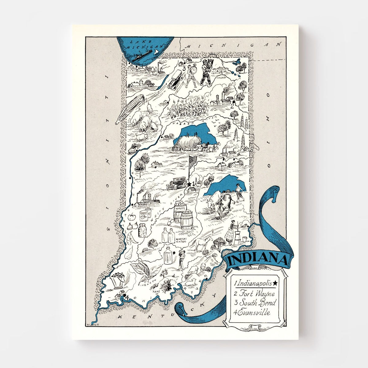 Vintage Map of Indiana 1931, photo 4 of 5
