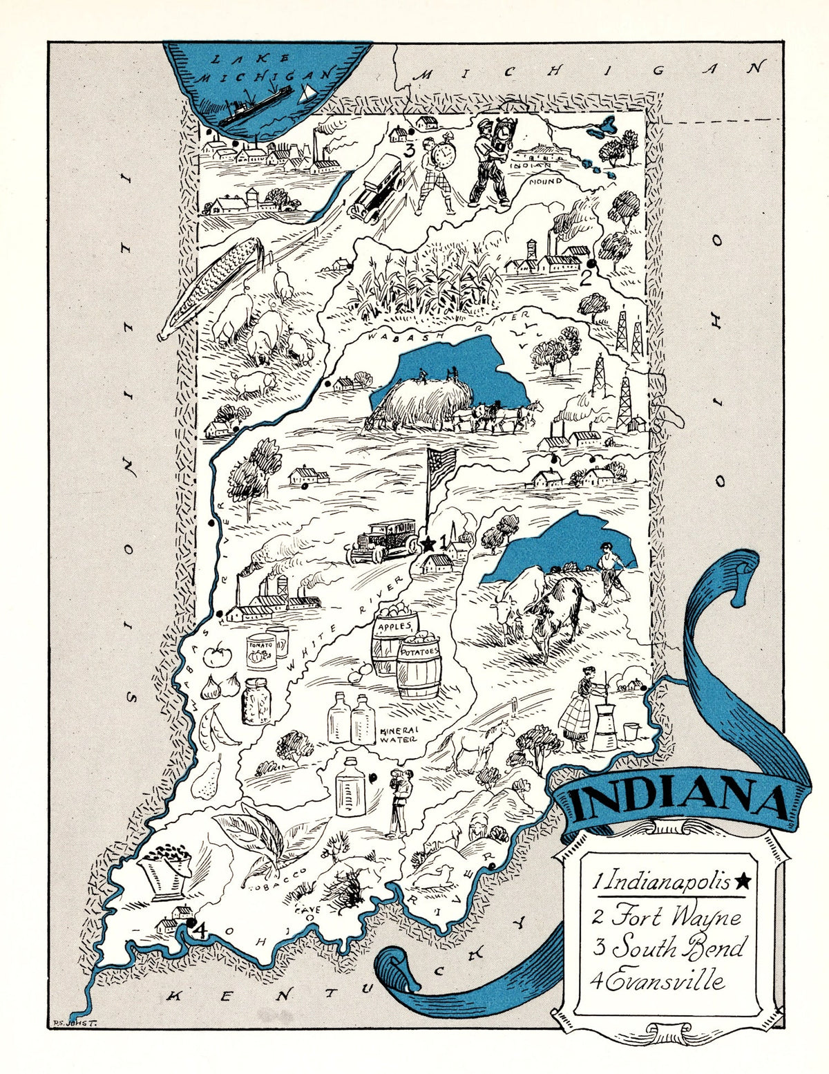 Vintage Map of Indiana 1931, photo 5 of 5