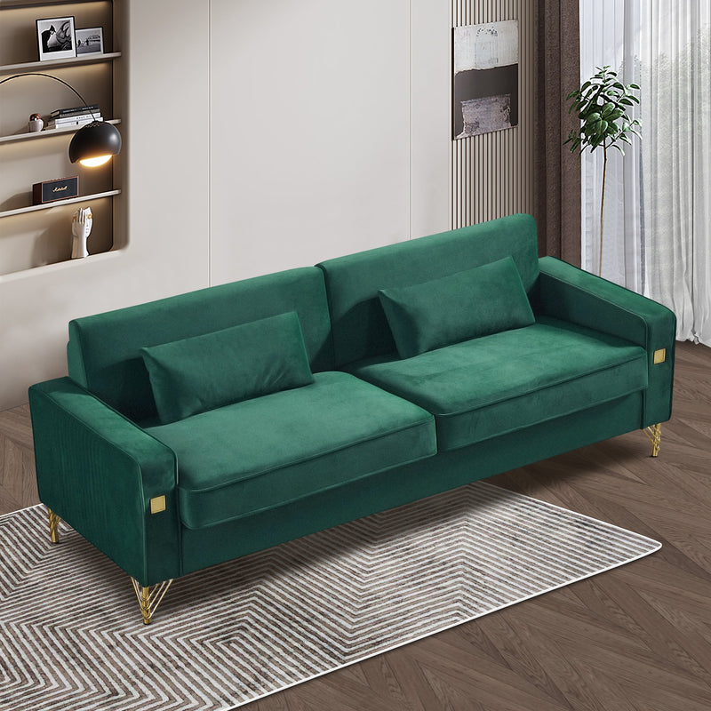 85.44" Modern Velvet Couch with Gold Legs,Upholstered Sofa for Living Room