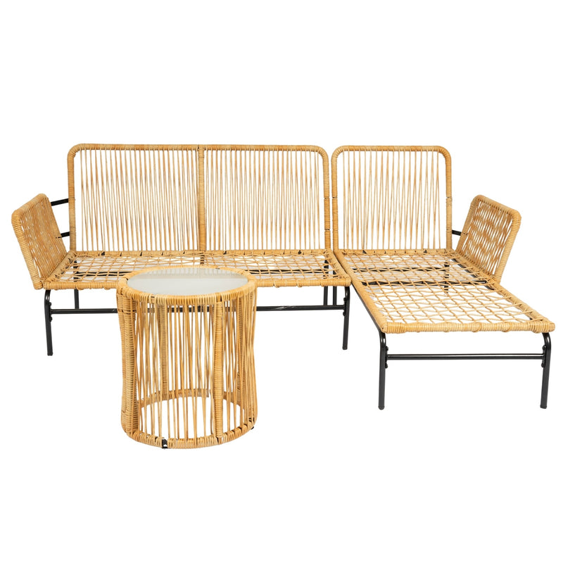 Walker Edison | Wicker 3 Pieces Outdoor Sectional Chat Set