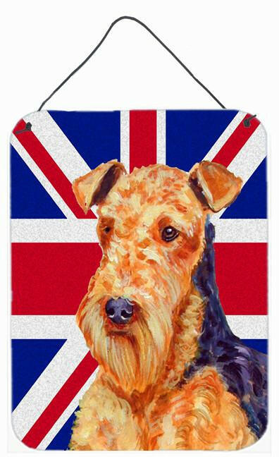 Airedale with English Union Jack British Flag Wall or Door Hanging Prints LH9488DS1216