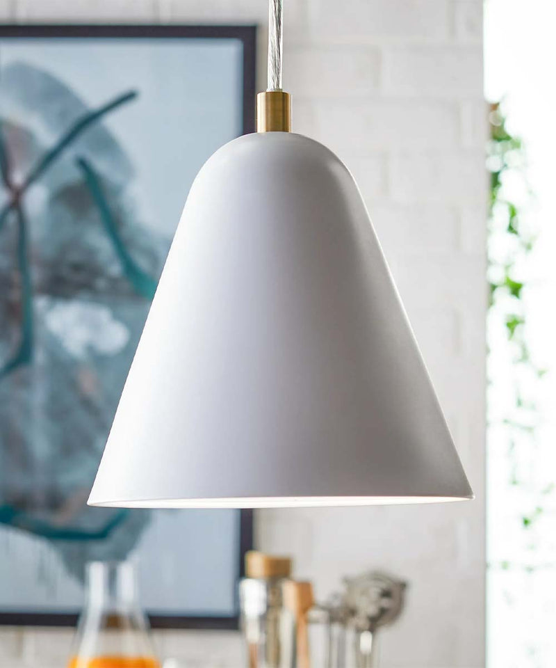 MoDRN 7"W 1-Light Scandinavian Mini-Pendant Light Fixture, White Metal Finish