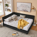 Mid-Century Storage Upholstered Tufted Bed Frame With Backrest And Armrests by HouseOfZazla