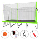 10Ft By 17Ft Rectangule Trampoline With Powder-Coated Galvanized Steel Tubes With Basketball Hoop System Advanced Ladder - Green by HouseOfZazla