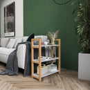 3-tiers Storage Bookcase with Solid Wood Frame, White