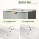 Modern Wall-Mounted Bathroom Vanity With 2 Drawers, Ideal For Small Bathrooms - Green by HouseOfZazla