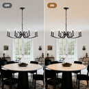 8-Light Farmhouse Chandelier, Black Metal