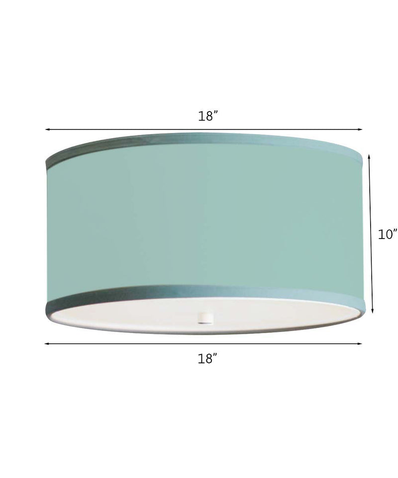 18"W Moderne Flush Mount Conversion Kit  Island Paridise Blue Shallow Drum Lampshade