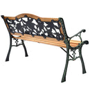 Garden Bench Chair Outdoor Wooden Loveseat with Iron Armrest by DirectDeals