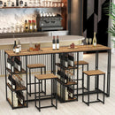 3-Piece Bar Table Set for 2 Bar-Height Dining Table with 2 Stools-Rustic Brown by LJGDeals