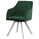 Tufted Swivel Dining Chair With Slim Sloped Arms - Green by HouseOfZazla