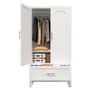 Wardrobe Cabinet With 1 Drawer And Hanging Rod, 2 Doors Closet With Shelf For Bedroom - White by Unique Piece Furniture