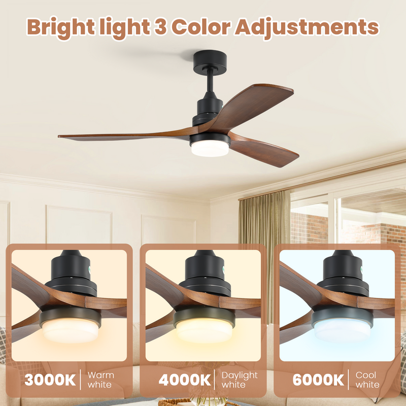 52 Inch Indoor Ceiling Fan with Dimmable LED Light and Remote Control, photo 6 of 8