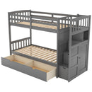 Bunk Bed, Convertible Bottom Bed, Storage Shelves And Drawers by Unique Piece Furniture