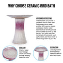 Birdbath For Patio, Garden - White / Pink by HouseOfZazla