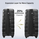 3 Piece Luggage Set Hardside Spinner Suitcase With Tsa Lock 20" 24" 28" Available - Black by HouseOfZazla