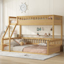 Twin XL over Queen Bunk Bed with Ladder and Guardrails, Natural