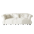 Oversized Chesterfield Pull Out Sofa Bed, Roll Arm Couch With Flower Tufting For Living Room