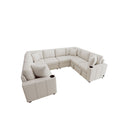 Modern U-Shaped Sectional Sofa Convertible Pull-Out Sofa Bed With USB Ports And Cup Holders by Unique Piece Furniture