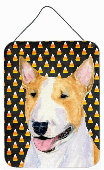 Bull Terrier Candy Corn Halloween Portrait Wall or Door Hanging Prints