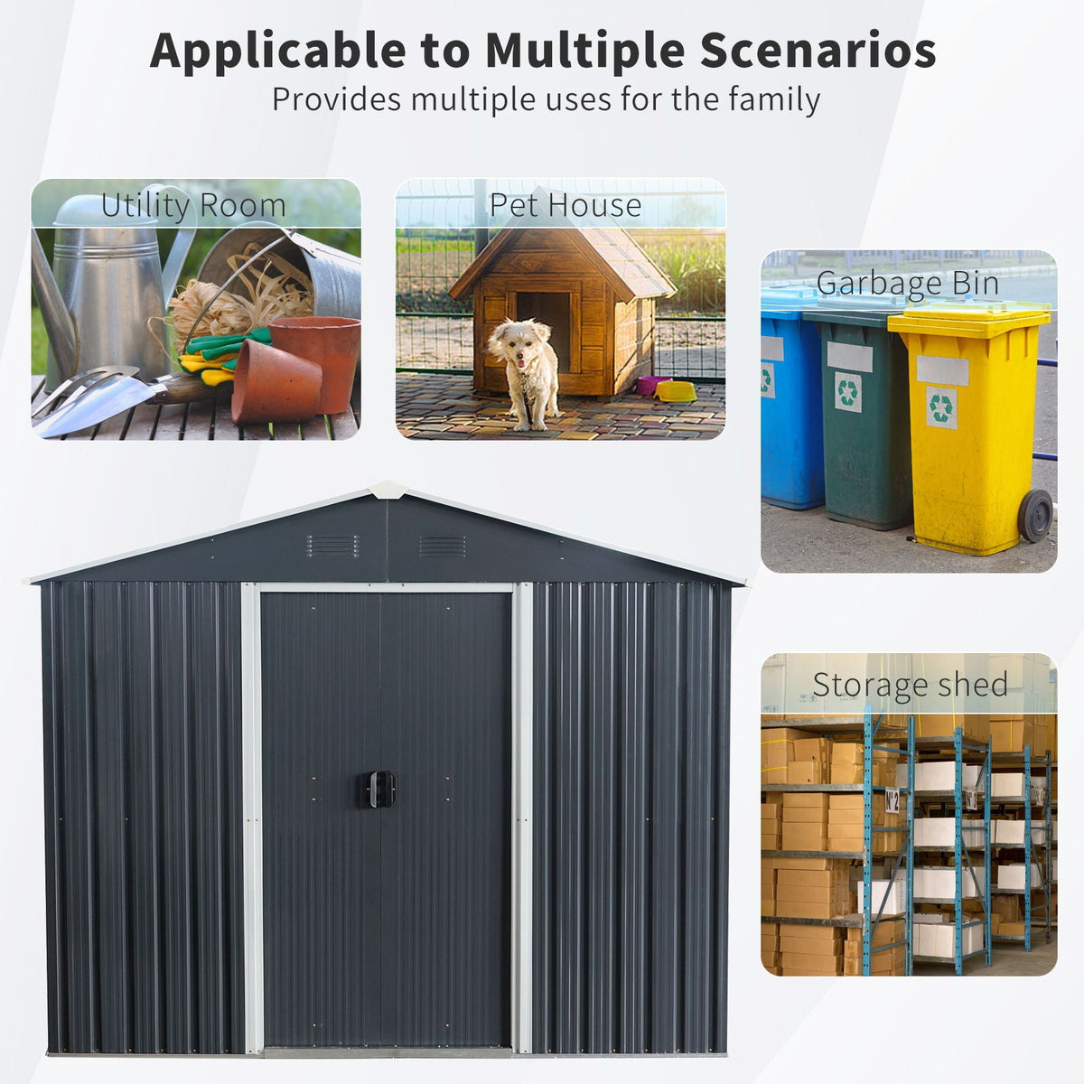Outdoor Metal Storage Shed With Floor Base, photo 12 of 40