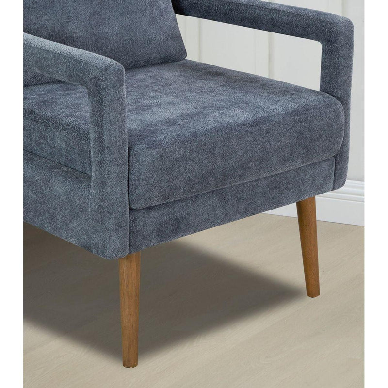 Mid-Century Armchair, Accent Chair with Chenille Armrest & Soft Cushion for Living Room, Bedroom, Home Office, Study, Dark Grayish Blue