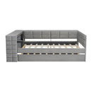 Upholstered Platform Bed With Storage Shelves, Desk, Charging Station And Trundle by HouseOfZazla
