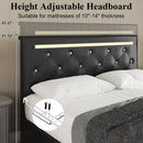 Upholstered Bed Frame With LED Lights, 4 Storage Drawers, Charging Station